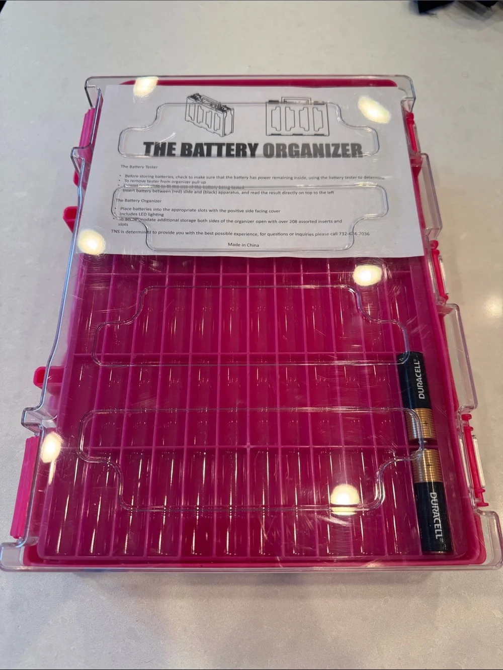 The Battery Organizer Storage Case - Pink couldn’t get led light to work inside